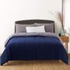 3 Piece 100% Egyptian Cotton with 1000 Thread Count Reversible Down Alternative Comforter Set Navy/Silver- Corner Duvet Tabs  King/Cal-King Size (94104 Inch) view 1