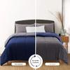 3 Piece 100% Egyptian Cotton with 1000 Thread Count Reversible Down Alternative Comforter Set Navy/Silver- Corner Duvet Tabs  King/Cal-King Size (94104 Inch) view 2