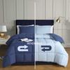 3 Piece 100% Egyptian Cotton with 1000 Thread Count Reversible Down Alternative Comforter Set Navy/Light Blue - Corner Duvet Tabs  King/Cal-King Size (94104 Inch) view 1