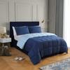 3 Piece 100% Egyptian Cotton with 1000 Thread Count Reversible Down Alternative Comforter Set Navy/Light Blue - Corner Duvet Tabs  King/Cal-King Size (94104 Inch) view 2