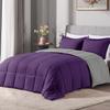 5 Piece 100% Egyptian Cotton with 1000 Thread Count Reversible Down Alternative Comforter Set Purple/Dark Grey- Corner Duvet Tabs  Super King Size (98116 Inch) view 1