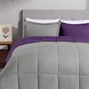 5 Piece 100% Egyptian Cotton with 1000 Thread Count Reversible Down Alternative Comforter Set Purple/Dark Grey- Corner Duvet Tabs  Super King Size (98116 Inch) view 2