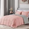 3 Piece 100% Egyptian Cotton with 1000 Thread Count Reversible Down Alternative Comforter Set Peach/Silver- Corner Duvet Tabs  King/Cal-King Size (94104 Inch) view 1