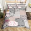Cute Elephant Duvet Cover Cartoon Animals Bedding Set Tropical Leaves Comforter Cover for Boys Girls Kids Room Decor Kawaii Koala Lightweight Bedspread Cover Twin Size with 1 Pillow Case(No Comforter) view 3