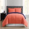 3 Piece 100% Egyptian Cotton with 1000 Thread Count Reversible Down Alternative Comforter Set Orange/Navy- Corner Duvet Tabs  King/Cal-King Size (94104 Inch) view 1