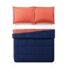 3 Piece 100% Egyptian Cotton with 1000 Thread Count Reversible Down Alternative Comforter Set Orange/Navy- Corner Duvet Tabs  King/Cal-King Size (94104 Inch) view 2