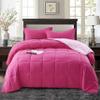 5 Piece 100% Egyptian Cotton with 1000 Thread Count Reversible Down Alternative Comforter Set Hot Pink/Light Pink- Corner Duvet Tabs  Super King Size (98116 Inch) view 1
