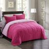 5 Piece 100% Egyptian Cotton with 1000 Thread Count Reversible Down Alternative Comforter Set Hot Pink/Light Pink- Corner Duvet Tabs  Super King Size (98116 Inch) view 2
