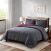 5 Piece 100% Egyptian Cotton with 1000 Thread Count Reversible Down Alternative Comforter Set Red/Dark Grey- Corner Duvet Tabs  Oversized Super King Size (98120 Inch) view 2