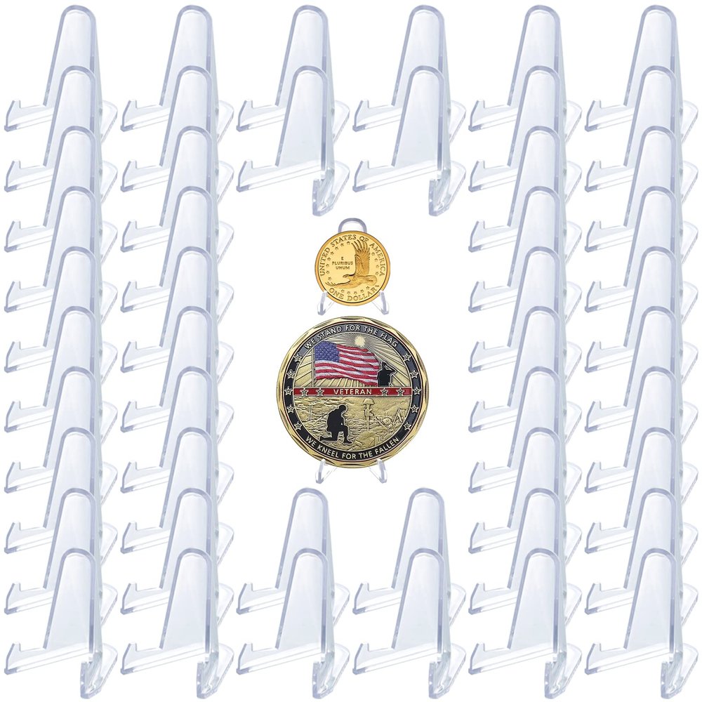Mini Acrylic Trading Card Stand for display, Thickened, 50 Pack 1.4 In Tall