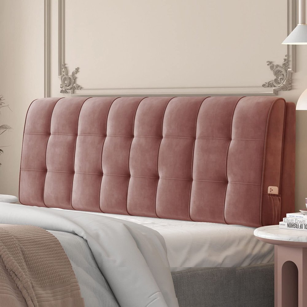 High Rebound Foam Filled Upholstered Headboard Cushion Wedge Pillow Bed Backrest Lumbar Pad Reading Pillow with Removable Cover for Daybed Bedroom Bench,A,No headboard 78.7"/200cm