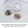 OfficeGoods 3-Tier Stackable Acrylic Holder- Stylish Desk Organizer and Storage for Office or Home Transparent Round Design with Rose Gold Metal Base view 3