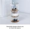 OfficeGoods 3-Tier Stackable Acrylic Holder- Stylish Desk Organizer and Storage for Office or Home Transparent Round Design with Rose Gold Metal Base view 4