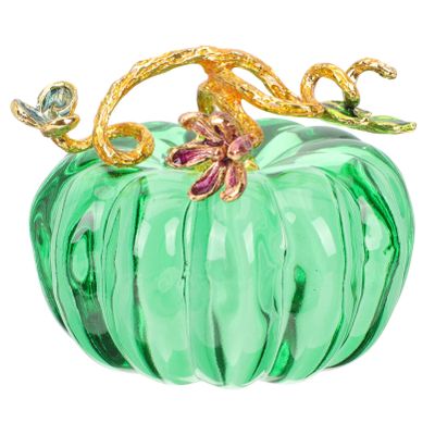 FOMIYES Decorative Glass Pumpkins Glass Pumpkin Figurine Halloween Pumpkin Paperweight Ornament Vegetable Figure for Fall Harvest Thanksgiving Halloween Home Props Decor Green Glass Pumpkins