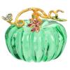 FOMIYES Decorative Glass Pumpkins Glass Pumpkin Figurine Halloween Pumpkin Paperweight Ornament Vegetable Figure for Fall Harvest Thanksgiving Halloween Home Props Decor Green Glass Pumpkins view 1