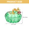 FOMIYES Decorative Glass Pumpkins Glass Pumpkin Figurine Halloween Pumpkin Paperweight Ornament Vegetable Figure for Fall Harvest Thanksgiving Halloween Home Props Decor Green Glass Pumpkins view 2