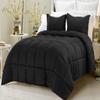 100% Egyptian Cotton 3 PCS Stripe Comforter Set-Goose Down Feather Fill 500 GSM-Box Stitched Classic Duvet Insert With 2 Pillow Shams Winter Warm Black Stripe-Twin/Twin XL Size Soft Blanket view 1