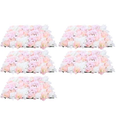 5PcsFlower Wall Panel Artificial Flower Wall Flower Wall Backdrop Artificial Flower Backdrop Artificial Party Wedding Decor Rose Romantic Flowers Panel Light Pink