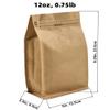 50 Pieces 12 Ounce Kraft Paper Stand Up Coffee Bag/Flat Bottom Pouch with Air Release Valve and Reusable Side Zipper. (50pcs, lb/12oz/340g) view 2