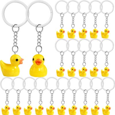 HKACSTHI 30 Pieces Duck Keychain Rubber Duck Resin Duck Keychain Mini Duck Keychains for Cruising 3D Duck Chains Duck Charms Pendant Accessories Duck Party Favors(Yellow Duck)
