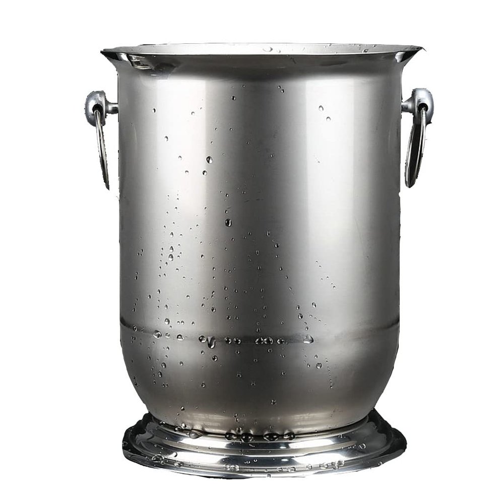 5L Double Handles Stainless Steel Ice Bucket Decorative Metal Chiller Wine Cooler Barware Pub Drinkware Accessories Furnishing 1pcs