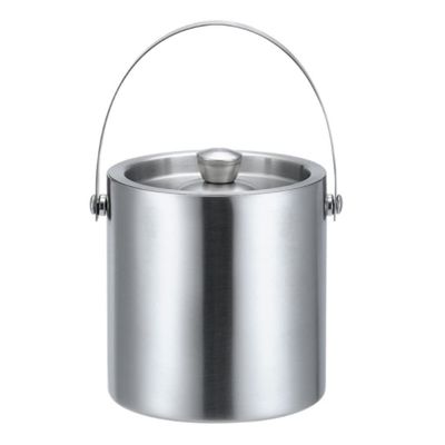 1.3/1.6L Double-layer Stainless Steel Ice Bucket Wine Beer Ice Cube Container with Ice Tong Clip for Picnics Bar Party Supplies 1set (Color : 1.6L Bucket)
