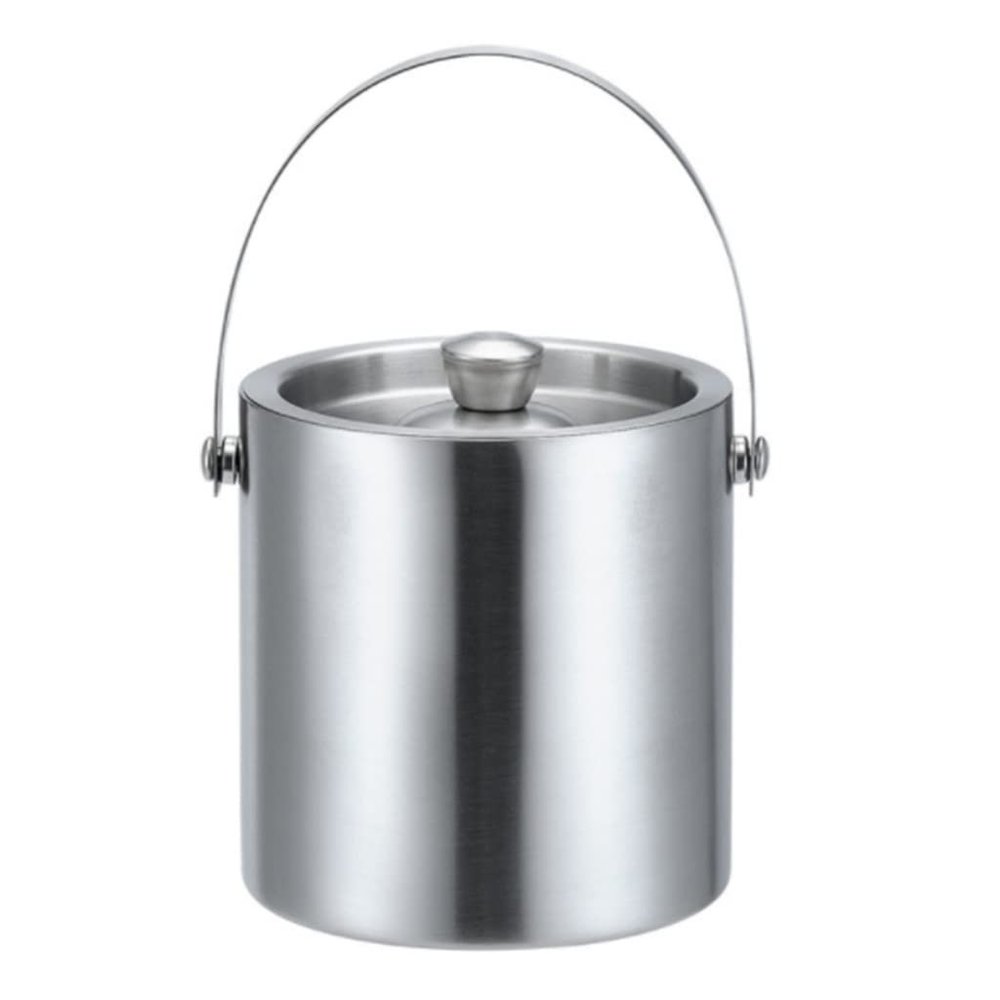 1.3/1.6L Double-layer Stainless Steel Ice Bucket Wine Beer Ice Cube Container with Ice Tong Clip for Picnics Bar Party Supplies 1set (Color : 1.6L Bucket)
