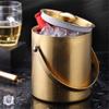 304 2L/3L Stainless Steel Ice Bucket Portable Double Wall Insulated with Lid Hotel wine Champagne whiskey Beverage beer tool 1pcs (Color : Black) view 4
