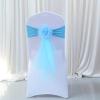 Pack of 20 Flower Chair Belt Spandex Stretch Chair Sashes Organza Ribbon Floral for Wedding Party Birthday Party Dance Party Celebration Chair Decoration Lake Blue view 1