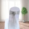 Pack of 50 Flower Chair Belt Spandex Stretch Chair Sashes Organza Ribbon Floral for Wedding Party Birthday Party Dance Party Celebration Chair Decoration Silver view 2