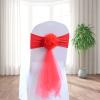 Pack of 20 Flower Chair Belt Spandex Stretch Chair Sashes Organza Ribbon Floral for Wedding Party Birthday Party Dance Party Celebration Chair Decoration Red view 2