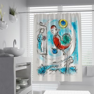 FEIPUHOME Art Print Shower Curtains Oil Painting Marc Chagall Odorless Curtain for Bathroom Decor Polyester Waterproof Fabric Bath Curtain with 12 Hooks 60Wx78L(in)