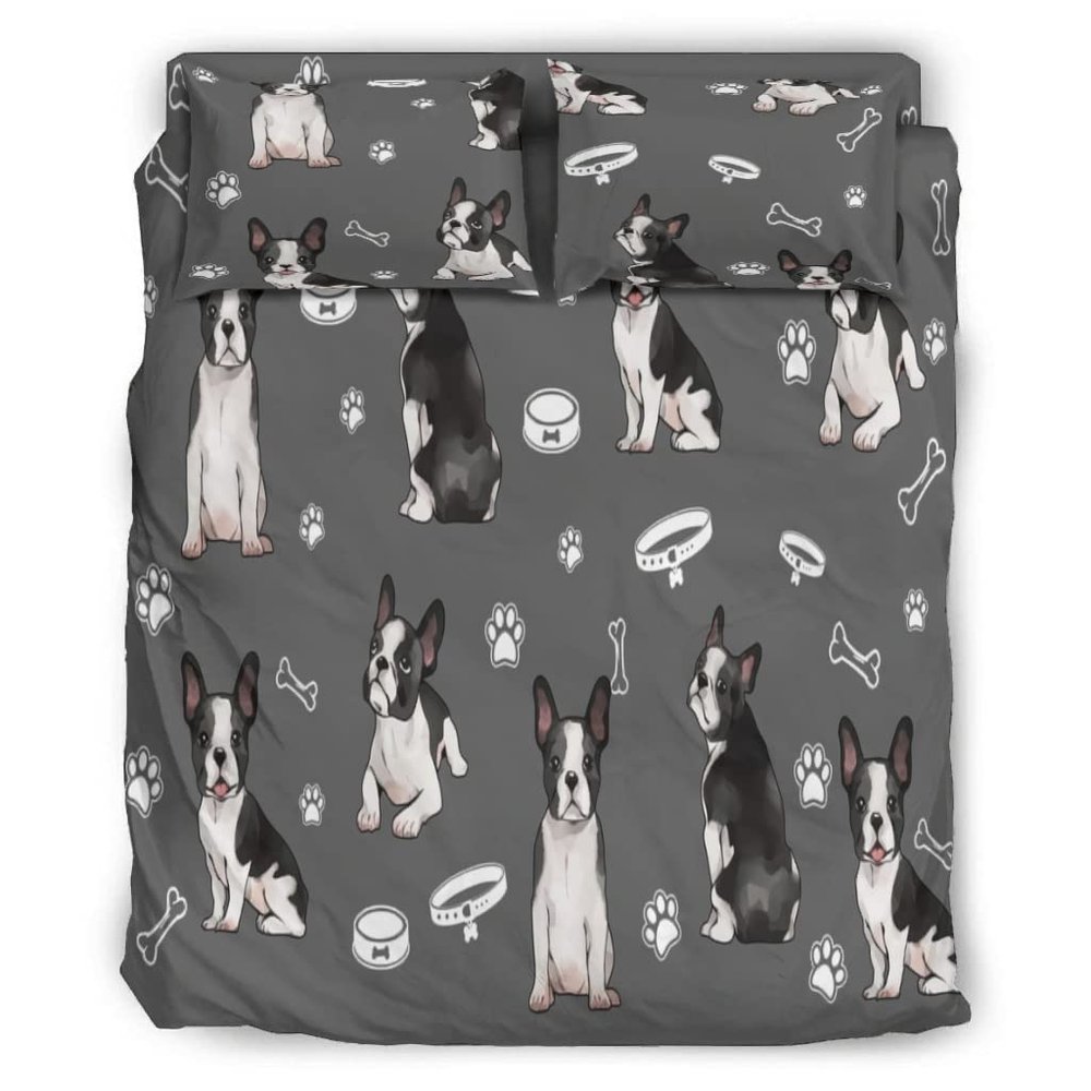 4 Piece Bedding Sets French Bulldog Comforter Cover Sets Comfortable Lightweight 4 Bedding Cover Set with Pillow Cases Bedding Duvet Cover Set Multicolor Queen