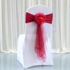 Pack of 12 Flower Chair Belt Spandex Stretch Chair Sashes Organza Ribbon Floral for Wedding Party Birthday Party Dance Party Celebration Chair Decoration Burgundy view 1