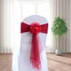 Pack of 12 Flower Chair Belt Spandex Stretch Chair Sashes Organza Ribbon Floral for Wedding Party Birthday Party Dance Party Celebration Chair Decoration Burgundy view 2
