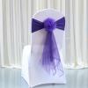 Pack of 20 Flower Chair Belt Spandex Stretch Chair Sashes Organza Ribbon Floral for Wedding Party Birthday Party Dance Party Celebration Chair Decoration Dark Purple view 1