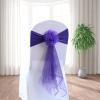 Pack of 20 Flower Chair Belt Spandex Stretch Chair Sashes Organza Ribbon Floral for Wedding Party Birthday Party Dance Party Celebration Chair Decoration Dark Purple view 2