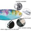 Flower Round Table Cloth, Abstract Ivy Romantic and Landscape Spring Floral Artwork Nature Theme, Elastic edge, Suitable for dining tables, self-service parties and camping, Fit for 24" table, Purple view 4