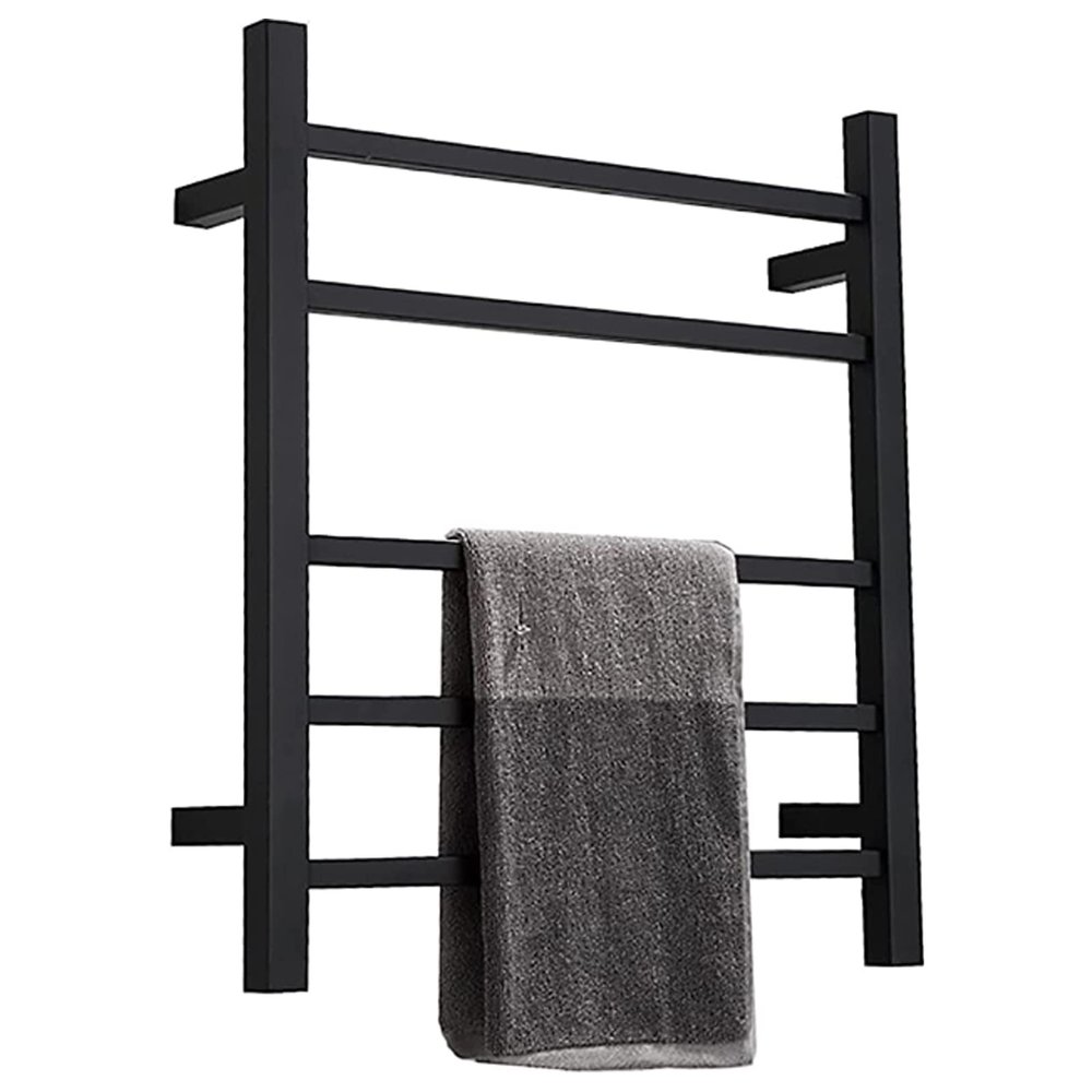 APUM Electric Towel Radiator Low Consumption Electric Towel Radiator with 5 Rectangular Bars Electric Wall-Mounted Towel Dryer Stainless Steel Towel Warmer (Plug in)