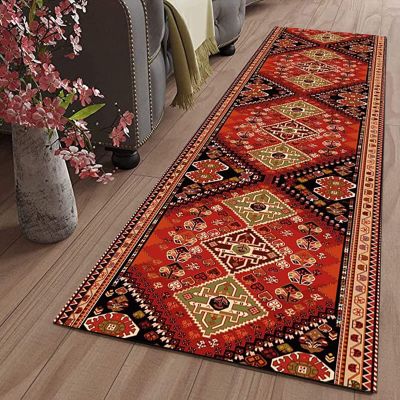 Traditional Hallway Narrow Runner Rug, Indoor Home Decoration Entryway Stairs Hall Corridor Carpet Runner Mat 60x300cm/70x450cm/80x600cm Red (Size : 3.3 ft x 9.8 ft)