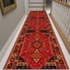 GRAPKS Long Carpet Runners with Non Slip Backing, Classic Narrow Runner Rug Entryway Stairs Hall Corridor Floor Mat Wide 60cm/70cm/80cm/100cm Retro Red (Size : 2.3 ft x 14.8 ft) view 2