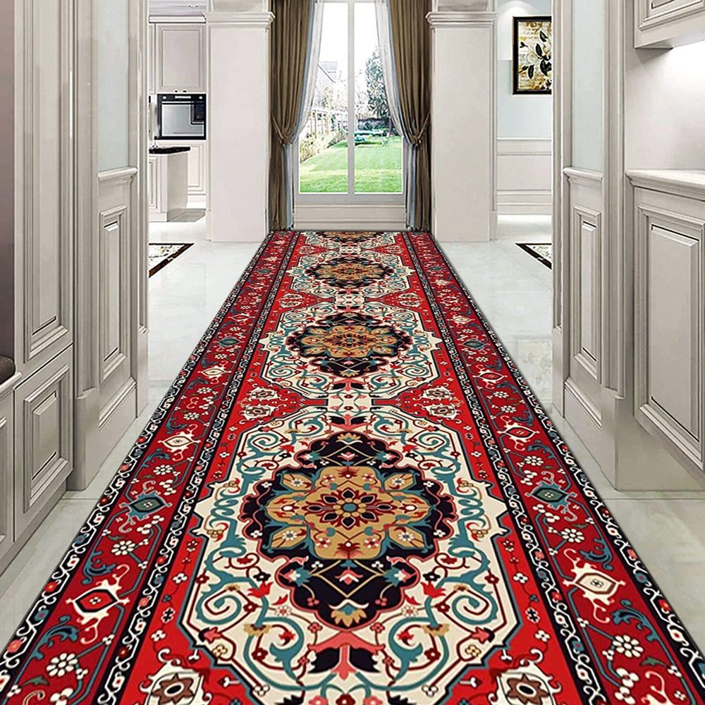 GRAPKS Long Carpet Runners for Hallway Kitchen Entryway Stair Doorway, Classic Non-Slip Washable Corridor Narrow Runner Rug 60cm/70cm/80cm/100cm Wide (Size : 3.3 ft x 9.8 ft)