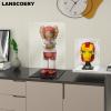 LANSCOERY Acrylic Display Case, 8x8x10 in, Upgraded Thickened UV-Resistant Showcase, 98% Clarity Dustproof Box with Glossy White Base for Action Figures, LEGO & Models, Includes Scraper & LED Light view 3