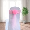 Pack of 50 Flower Chair Belt Spandex Stretch Chair Sashes Organza Ribbon Floral for Wedding Party Birthday Party Dance Party Celebration Chair Decoration Pink view 2