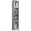GLACER Bathroom Tall Storage Cabinet, Kitchen Floor Cabinet with 2 Open Shelves and Storage Compartments with Tempered Glass Doors, 13 x 12 x 71 inches (Grey) view 1