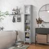 GLACER Bathroom Tall Storage Cabinet, Kitchen Floor Cabinet with 2 Open Shelves and Storage Compartments with Tempered Glass Doors, 13 x 12 x 71 inches (Grey) view 2