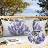 Outdoor Throw Pillow Cases Purple Lavender Dragonfly,Waterproof Pillow Cover Soft Pillow Protectors,Farm Watercolor Plant Blooming Flowers Durable Pillowcase for Sofa Couch Seaside Picnic RV Vacation view 2