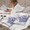 Outdoor Throw Pillow Cases Purple Lavender Dragonfly,Waterproof Pillow Cover Soft Pillow Protectors,Farm Watercolor Plant Blooming Flowers Durable Pillowcase for Sofa Couch Seaside Picnic RV Vacation view 3