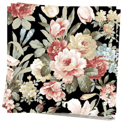 20-ct 6.5 Black Rose Floral Napkins for Decoupage - Decorative Paper for Mother's Day, Shabby Chic Dinner - Kate