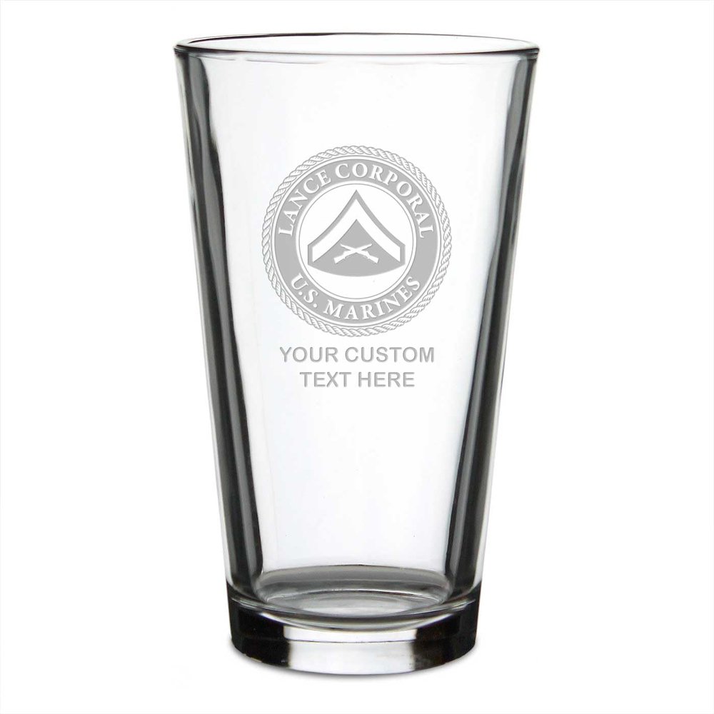 7.62 Design U.S. Marine Corps E-3 Lance Corporal Personalized 16 oz. Pint Glass